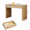 thumbnail image 5 of Wirrytor Natural Wood Small Computer Desk with 2 Storage Drawers, Scandinavian Study Desk for Bedroom Home Office Compact Space Vanity Table, 5 of 7