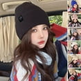thumbnail image 2 of Women Beanie Hat Solid Color Stretch Ear Protection Brimless Windproof Autumn Winter Cloth Label Knitted Hat for Daily Wear, 2 of 10