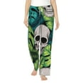 thumbnail image 2 of Kdxio Women's Comfy Stretch Skull and Palm LeavesPrint Drawstring Pajama Pants-Small, 2 of 9