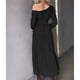 thumbnail image 3 of Vestido De Dama, Con Cinturón, Informal, Con Volantes, Dobladillo, Vestido Largo Para Mujer, Un Hombro, Color Puro, Dobladillo Ancho Para Ir De Compras ANGGREK Otros, 3 of 7