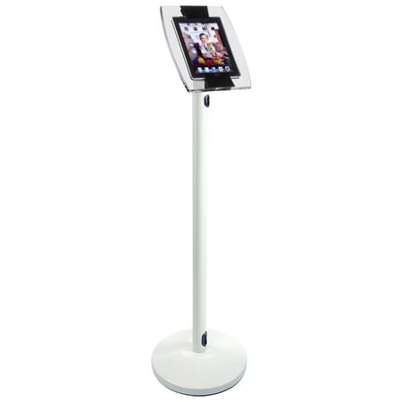 Displays2go Acrylic Tablet Stand With Floor Mount Steel û White Clear Black Ipmspavswc