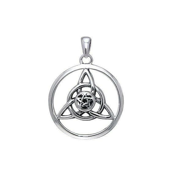 Trinity Pentacle Druid Amulet 925 Sterling Silver Pendant Fine Pagan Jewelry