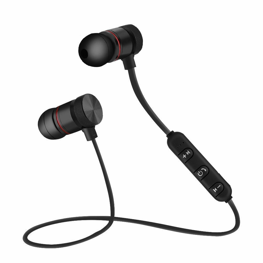 In-Ear Stereo Headset for workout VEENAX Fly Wireless Headphones Gym Sweatproof 12 Hours Playtime Running Sport Bluetooth Earbuds Magnetic Earphones with Mic IP67 Waterproof Black