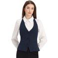 thumbnail image 1 of Chaleco de mujer con cuello halter, chaqueta sin mangas vintage con botones, chaleco de traje elegante Azul oscuro XS, 1 of 6