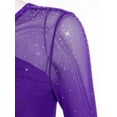 thumbnail image 3 of iiniim Women Lyrical Dress Elegant Modern Contemporary Dance Sparkly Flowy Mesh Tulle Split Long Skirt Purple XXL, 3 of 7