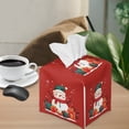 thumbnail image 2 of ZUXONGSY Christmas Snowman Square Tissue Box Cover 2 Pieces PU Leather Tissue Box Covers Decorative Holder Organizer Portable Facial Tissue Case Christmas Home Decoration, 2 of 7