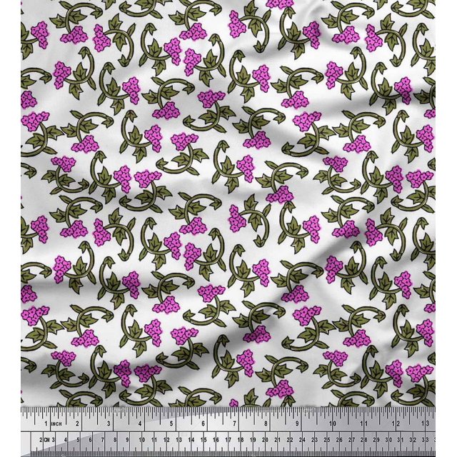 Soimoi Rayon Fabric Leaves & Floral Block Print Sewing Fabric Yard 42 Inch Wide