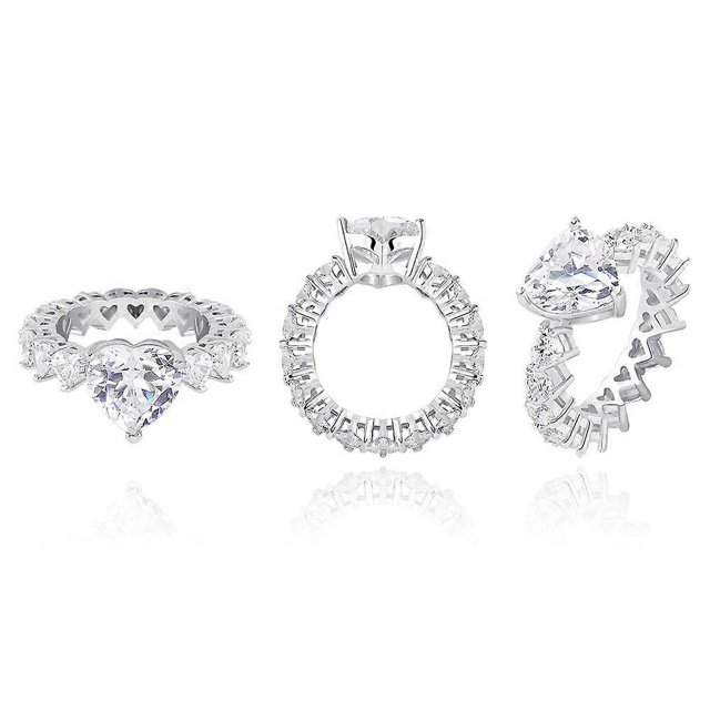 Anillos de corazón de alta calidad para mujer, color cobre dorado, anillos de circonita cúbica helada, joyería de moda de hip hop, regalo, 8, plata