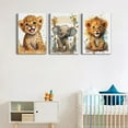 thumbnail image 3 of Hieng 3Pcs Safari Nursery Canvas Wall Art watercolor baby Animal Wall Decor Lovely Jungle Animal Picture Painting Kids Room Prints artwork for Boy Girl and Baby Room wall decoration, 3 of 5