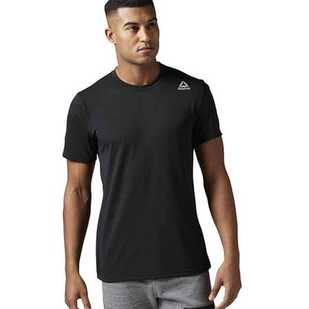 Reebok Men's Supersonic 2.0 Crewneck Activewear T-Shirt Designed with Performance Fabric (Black, Medium)