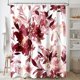 thumbnail image 1 of Cortina de ducha MAYZUS con estampado floral rojo burdeos, 150 x 180 cm, con ganchos, 1 of 7