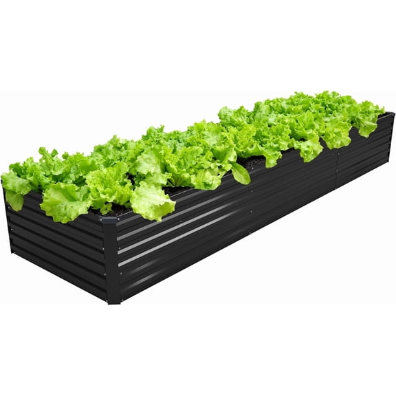 Galvanized Raised Garden Bed 12 ft x 2 ft x 1.5 ft Rectangle Metal Planter Box Black