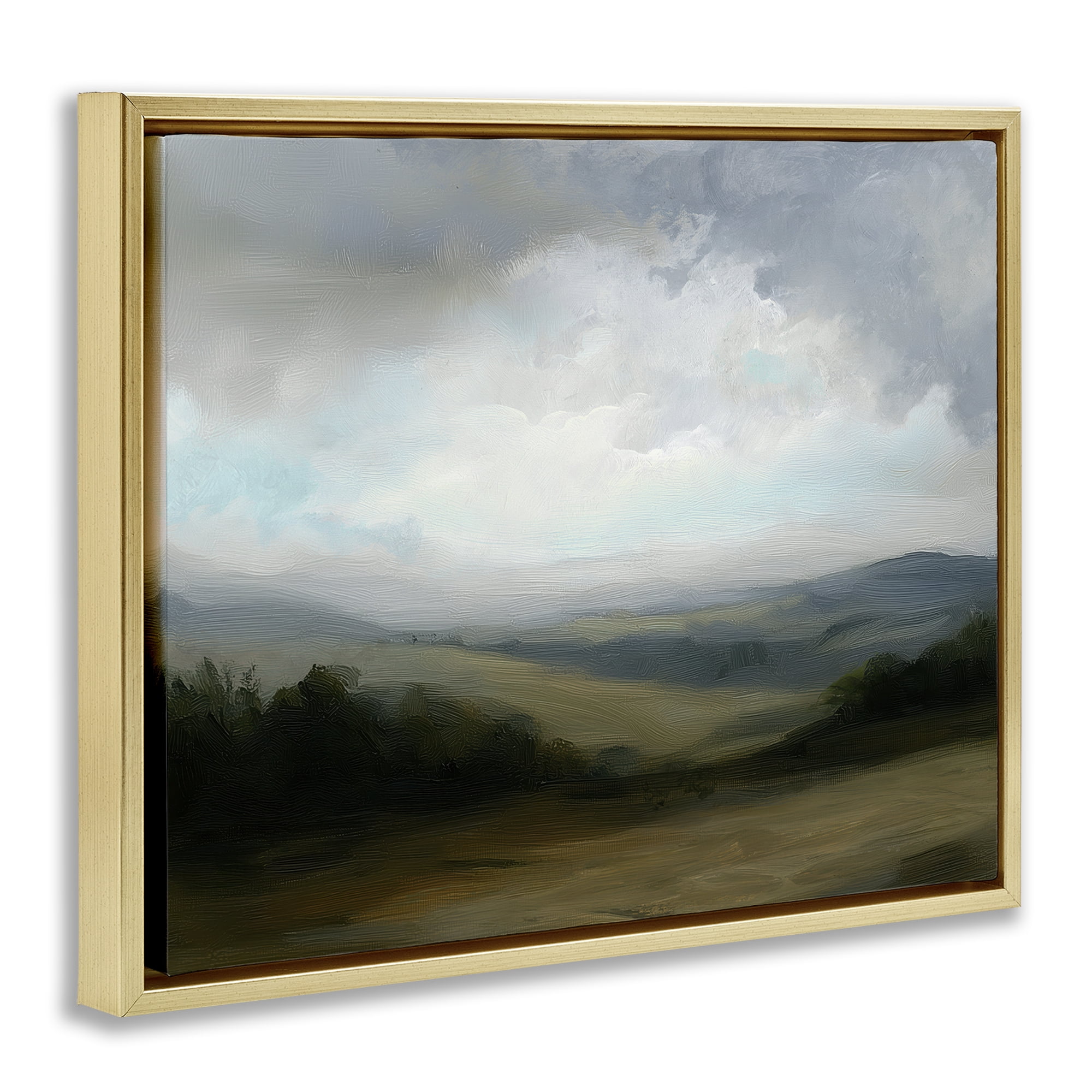 Stupell Industries Refreshed Quiet Rolling Hills Gold Framed Floater Canvas Wall Art, design by Annabelle Hall
