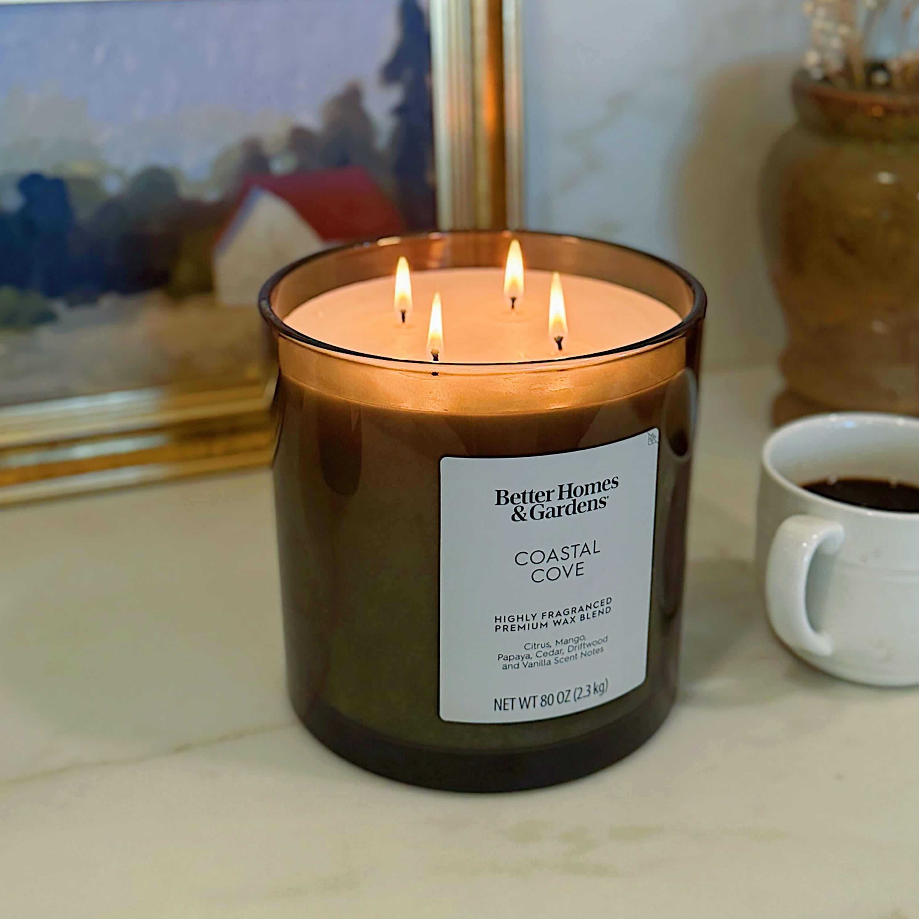 Better Homes & Gardens Coastal Cove Scented 4-Wick Large Oversized Jar Candle 80oz.