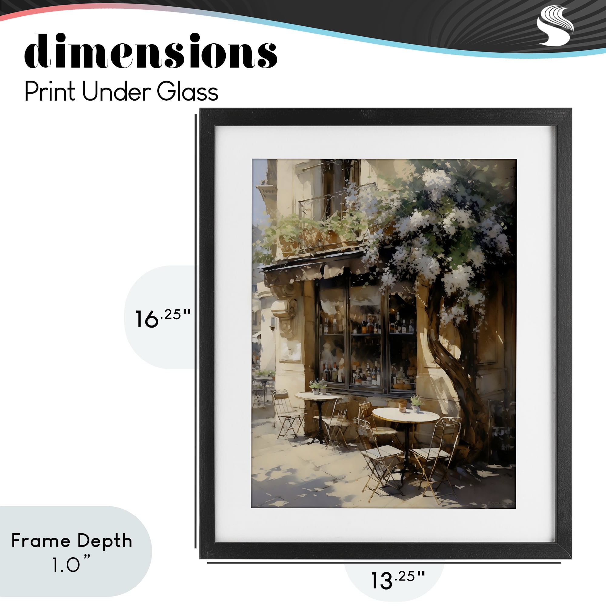 Stupell Industries Sunlit French Cafe Terrace Black Framed Print Under Glass, design by Creative Studio