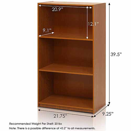 Furinno 99736 Basic 3-Tier Bookcase Storage Shelves