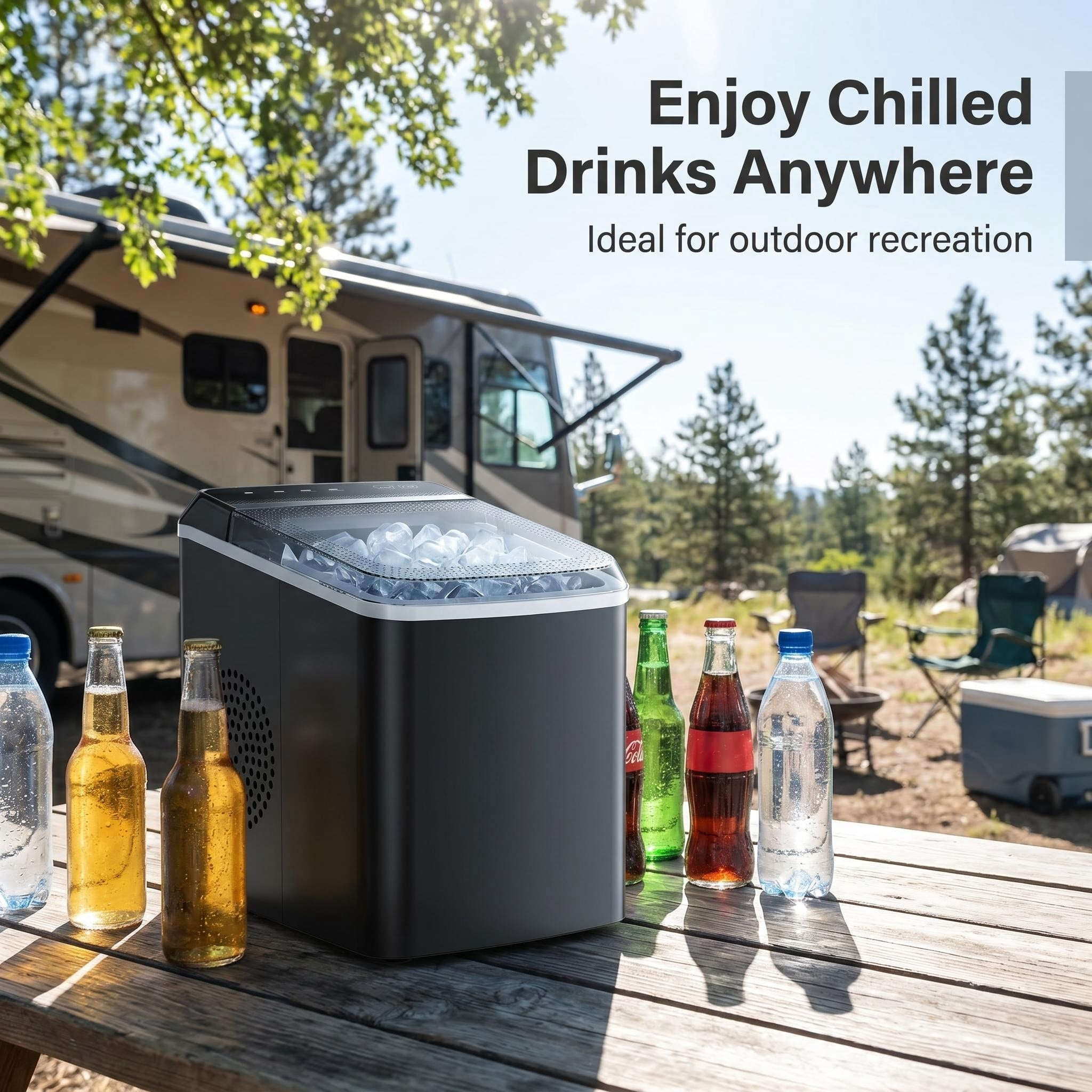 Countertop 9-Bullet Ice Maker, 33lbs/24h Portable Ice Cube Machine, 9 Ice Cubes Ready in 6-13 Mins for Home, Bar and Outdoor Recreation