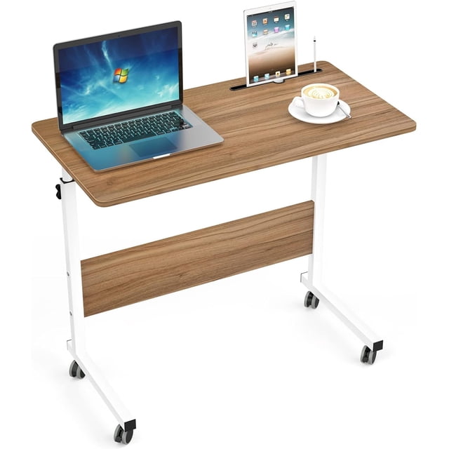 Table d'Appoint Mobile Pouces Tables de Bout Bureau d'Ordinateur Portable Hauteur Réglable avec Roues Table de Sofa Mobile Table de Chevet Table d'Appoint de Bureau Table à Collation pour la Maison Érable