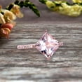 thumbnail image 4 of 6mm Princess Cut Morganite Engagement Ring On 10k Rose Gold Wedding Ring Anniversary Ring Carat Weight 1.75 Unique Look Specialized for Brides, 4 of 6