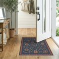 thumbnail image 2 of ODIKA 2'x3' Blue Red Floral Pattern Washable Doormat Intricate Geometric Motifs with Borders Non-Slip, Low Pile for Entryway, Kitchen, Laundry Room, 2 of 7