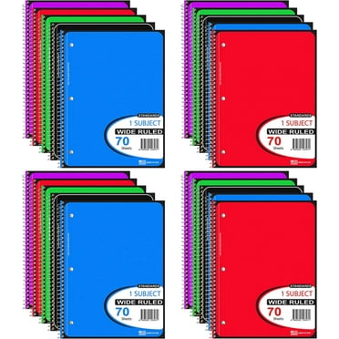 VEEBOOST 5 Color Assortment Ruled Spiral Notebook, 48