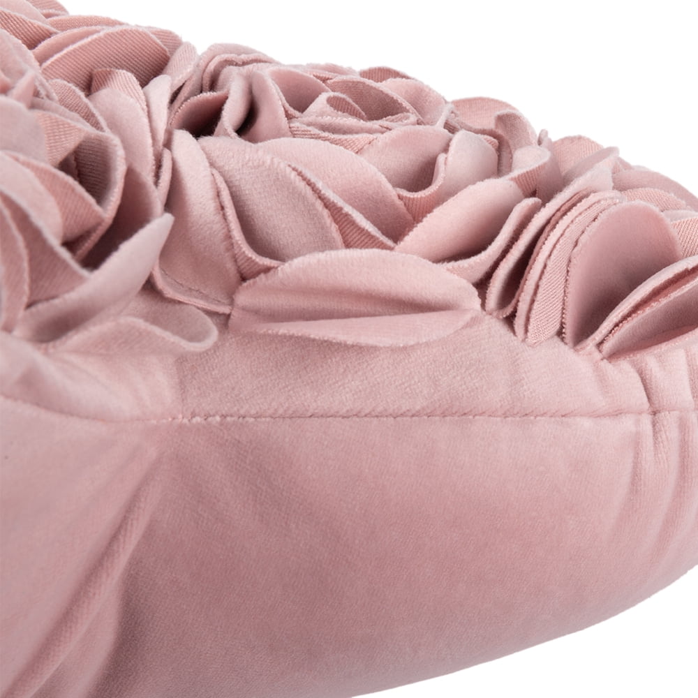 JWH 3D Handmade Flower Design Heart Shaped Rose Pillows for Valentine Elegant Decor and Gift 13 x 16 inch in Rose Gold