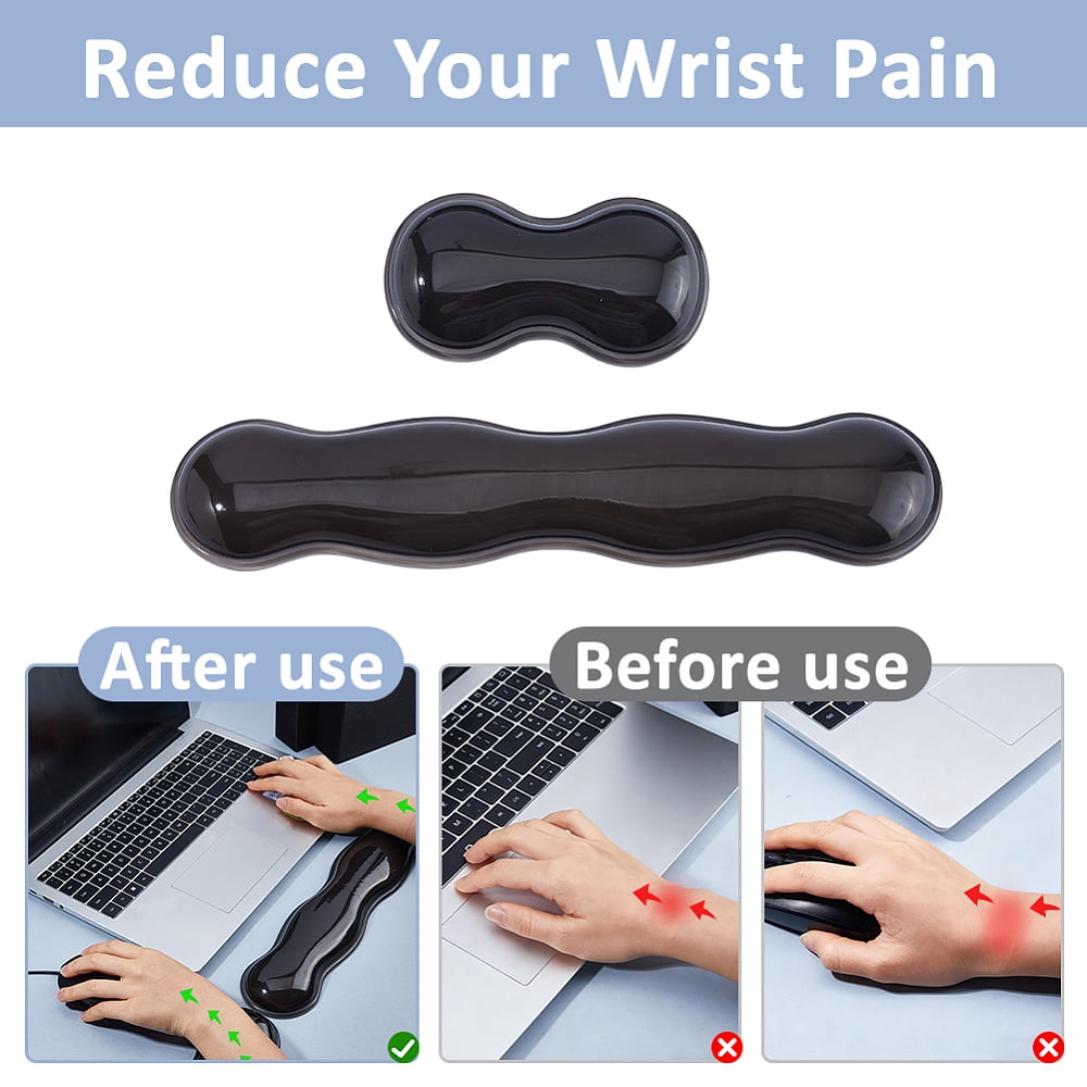 2Pcs 2 Styles Silicone Keyboard Wrist Rest Clear 150~370x80x20~22mm 1pc/style for diy
