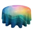 thumbnail image 4 of Rainbow Tie Dye Swirl Pattern Round Tablecloth 60"x60",Wrinkle Wipeable Table Cloth for Kitchen Dining Room Picnic Patio Party, 4 of 6