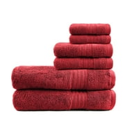 Trident Air Rich 6 Piece Cotton Bath/Hand Towels and Washcloths, 56 in x 30 in, Red