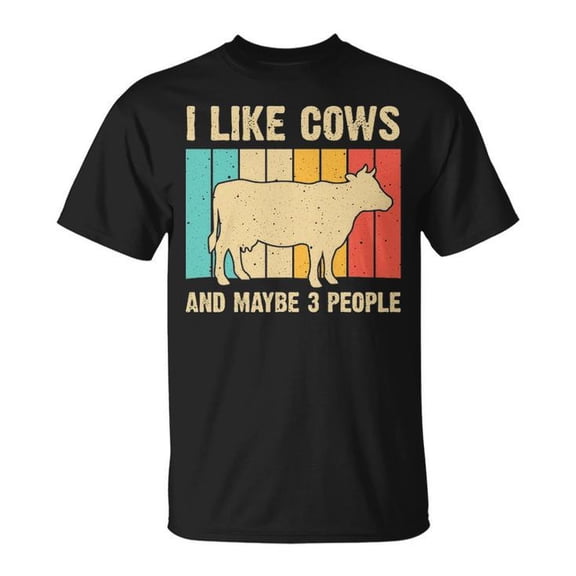 Vintage Cow Graphic T-Shirt For Farmers Men Women Cattle Ranch Animal Lover, Size M, Color Black