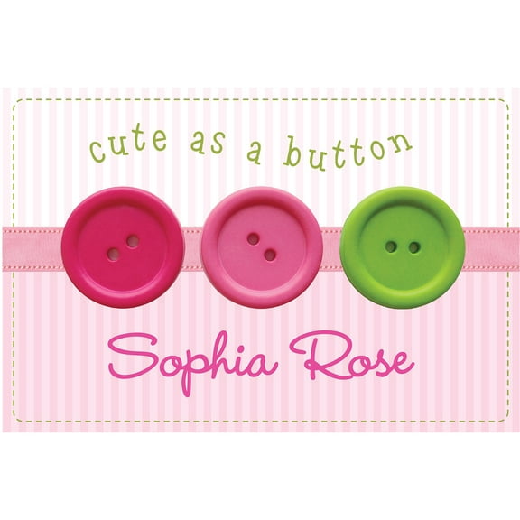 Personalized Cute As A Button Floor Mat For Girls