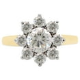 thumbnail image 2 of 1 1/2 ct. t.w Center 6MM Round Cut Lab Created Moissanite Diamond Halo Flower Engagement Ring For Women In 14K Yellow Gold Over Sterling Silver(G-H Color,VVS1 Clarity,1.50 Cttw)-9, 2 of 7
