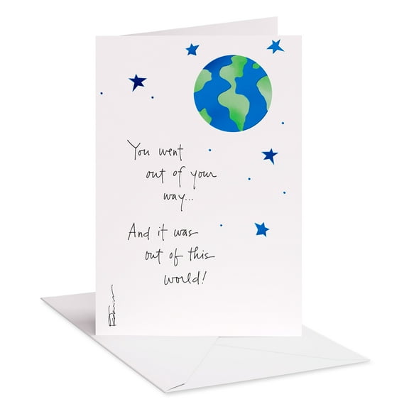 American Greetings Thank You Card (Earth and Blue Stars)