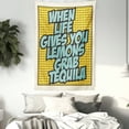 thumbnail image 3 of Tequila Tapestry, Funny Quote Retro Design When Life Gives You Lemons Grab Tequila, Wall Hanging for Bedroom Living Room Dorm Decor, 60"W X 80"L, Mustard Seafoam Charcoal Grey, by Ambesonne, 3 of 5