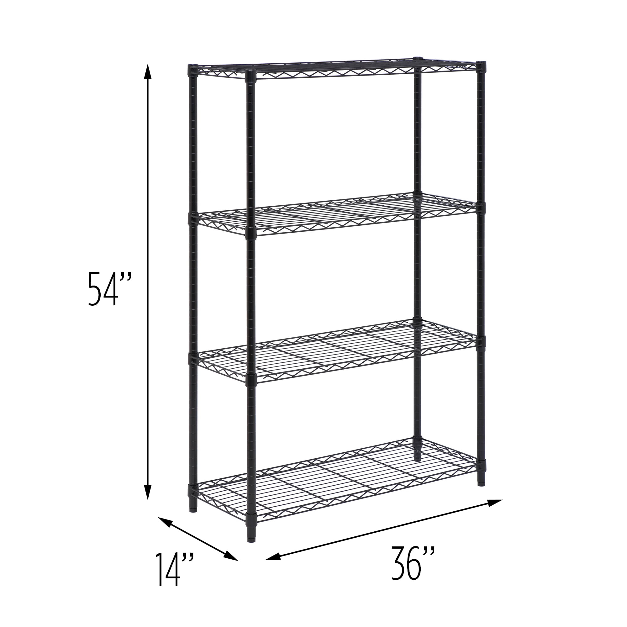 Honey-Can-Do 4-Shelf Steel Heavy-Duty Adjustable Storage Shelves, Black, Holds up to 250 lb per Shelf