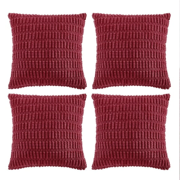 Fundas de almohada decorativas Fancy Homi, paquete de 4, color burdeos, 55 x 55 cm