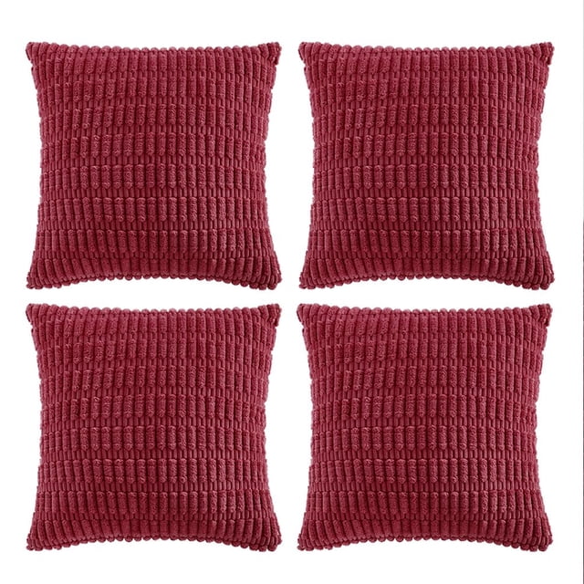 Fundas de almohada decorativas Fancy Homi, paquete de 4, color burdeos, 55 x 55 cm