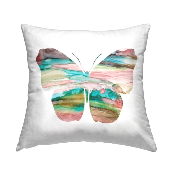 Stupell Industries Pastel Marbled Butterfly Decorative Printed Throw Pillow Design by Carol Robinson.