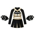 thumbnail image 3 of TiaoBug Kids Girls Cheer Leader Uniform Long Sleeve Crop Top Mini Skirt Sport Meeting Cheerleading Dance Outfits Black 12, 3 of 7