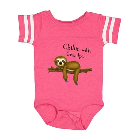 

Inktastic Chillin with My Grandpa Cute Sloth Gift Baby Boy or Baby Girl Bodysuit