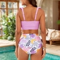 thumbnail image 5 of Women's Bikini Set Solid Color Two Piece Swimsuit with Removable Bra Pads No Underwire for Beach Swimming Vacation,Purple,XL, 5 of 8