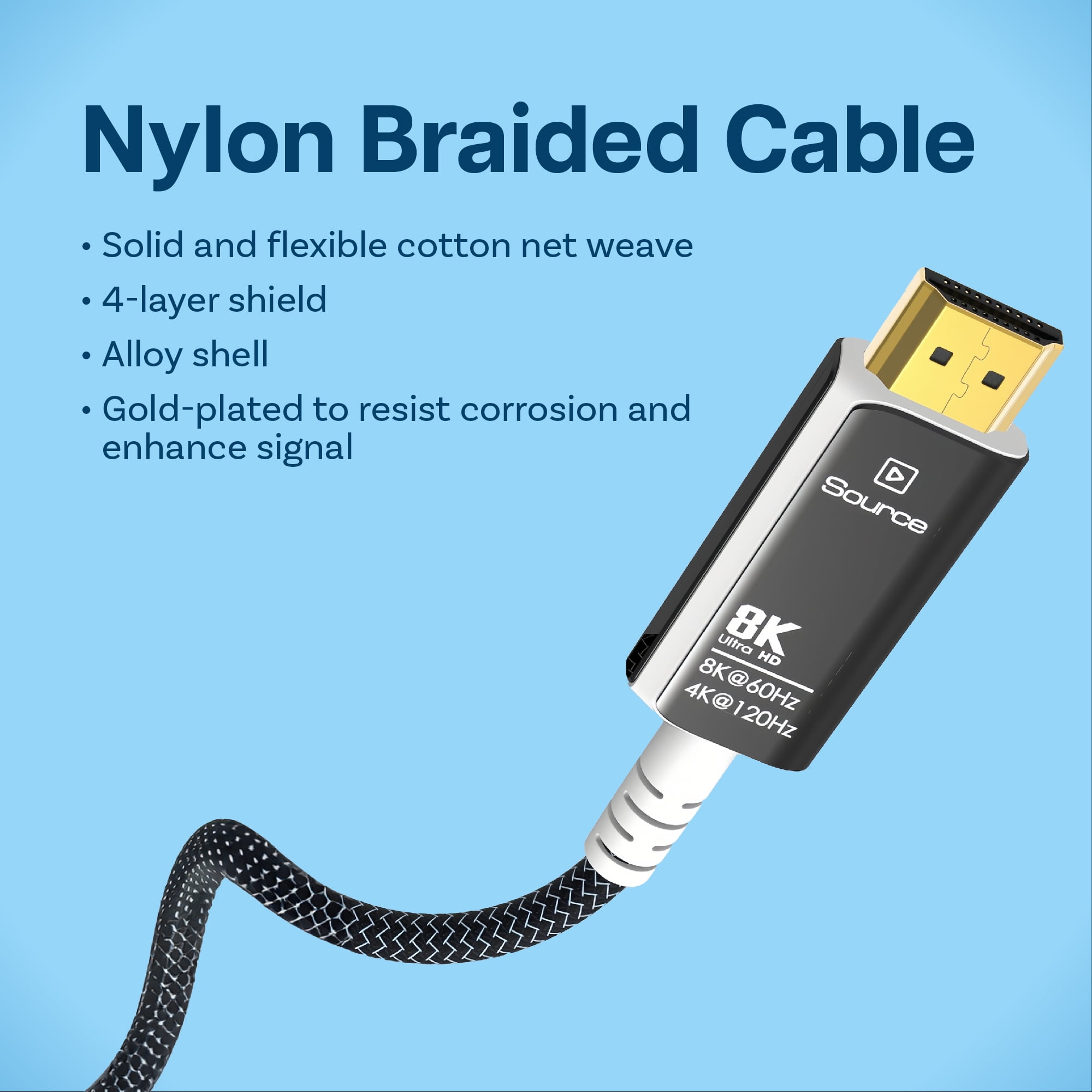 Mmobiel 50ft 8K Fiber Optic HDMI Cable, 48Gbps Ultra High Speed, 8K@60Hz, 4K@120Hz, HDR, ARC/eARC, Black