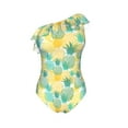thumbnail image 4 of Yiaed Pineapples1 Print Women One Piece Swimsuits Tummy Control One Shoulder Bathing Suits Pattern Ruffle Swimwear-Small, 4 of 8