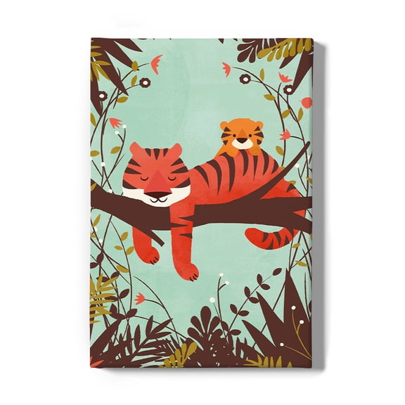 Image Conscious Sleeping Tiger Mom Wrapped Canvas -Jay Fleck Designs, Wall Art 20 x 30 in