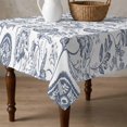 thumbnail image 4 of Pastoral Flowers Table Cloth Waterproof Tablecloths, Vintage Haze Blue Farmhouse Plant Tablecloth Dining Table Cover for Kitchen Party Tabletop Outdoor, Square Tablecloth 60x60 Inch, 4 of 9