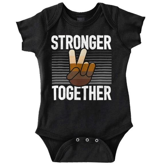Stronger Together Peace Sign Equality Romper Boys or Girls Infant Baby Brisco Brands NB