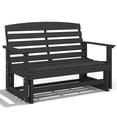 thumbnail image 2 of Outsunny 2-Person Outdoor Glider Bench Patio Double Swing Rocking Chair Loveseat w/ Slatted HDPE Frame for Backyard Garden Porch, Distressed Black, 2 of 9