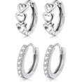 thumbnail image 2 of 2Pairs Sterling Silver Small Hoop Earring Cubic Zirconia Cartilage Pierced Cute Huggie Tiny Hoops Earring, 2 of 7