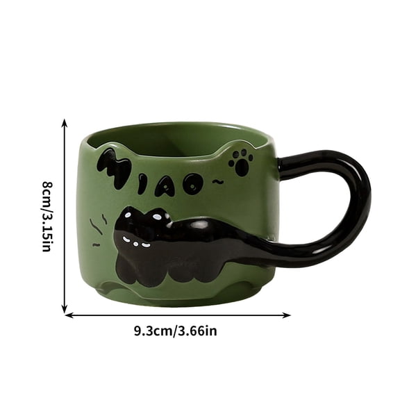 Mecorevxz Valentines Day Cats Stacking Cups Mug Relief Cup Large Handle English Letters Coffee Cup Ceramic Cup(A)