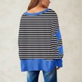 thumbnail image 4 of Hanen Long Sleeve Womens Tops Casual Fashion Women's Fall Stripe Star Long Sleeved Side Slit Pullover Sweatshirt Round Neck Loose Top Athletic Sweatshirts for Women, 4 of 6